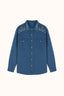 Shoulder Embroidered Denim Effect Shirt