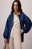 Denim Effect Stone Embroidered Oversize Jacket