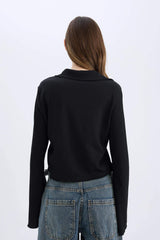 Fitted Crepe Long Sleeve Shirt