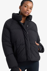 Water Repellent Regular Fit Stand Collar Raglan Sleeve Winter Puffer Coat