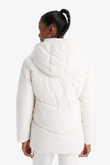 Water-repellent, regular fit, half-fleece lined, hooded, zippered winter coat.