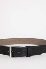 Mens Rectangular Buckle Faux Leather Daily Belt