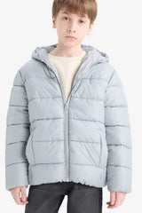 Boys Waterproof Hooded Zippered Puffer Jacket
