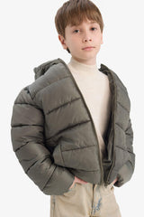 Boys Waterproof Hooded Zippered Puffer Jacket