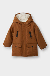 Baby Boy Waterproof Hooded Plush Lining Coat