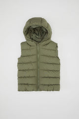 Baby Boy School Waterproof Hooded Zippered Taffeta Puffer Vest