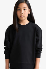 Girl Relax Fit Crew Neck Basic Plain School Sweatshirt