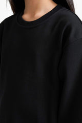 Girl Relax Fit Crew Neck Basic Plain School Sweatshirt