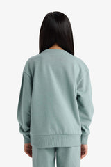Girl Relax Fit Crew Neck Basic Plain School Sweatshirt
