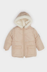 Baby Boy Waterproof Hooded Jacket with Plush Lining and Zipper