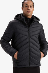 DeFactoFit Water Repellent Slim Fit Slim Cut Hooded Zippered Seasonal Spring Puffer Jacket