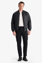 Slim Fit Slim Cut College Collar Zippered Waterproof Bomber Jacket