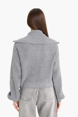 Slim Fit Slim Cut Polo Collar Zippered Knitwear Cardigan