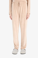 Pajama Set Regular Fit Long Sleeve Velour Top Long Bottom-Fall in Love