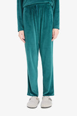 Pajama Set Regular Fit Long Sleeve Velour Top Long Bottom-Fall in Love