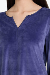 Pajama Set Regular Fit Long Sleeve Velour Top Long Bottom-Fall in Love