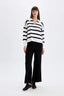 Relax Fit Polo Collar Striped Knitwear Pullover