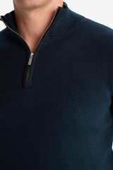 Standard Fit Regular Cut Stand Collar Half Zipper Basic Plain Knitwear Sweater