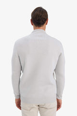Standard Fit Regular Cut Stand Collar Half Zipper Basic Plain Knitwear Sweater