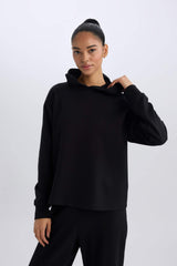 DeFactoFit Standard Fit Hooded Scuba Fabric Sports Sweatshirt