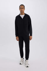 DeFactoFit Slim Fit Slim Cut Hooded Scuba Diving Fabric Zippered Sports Sweatshirt