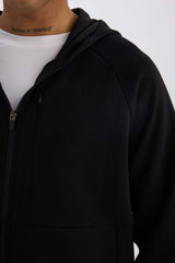 DeFactoFit Slim Fit Slim Cut Hooded Scuba Diving Fabric Zippered Sports Sweatshirt