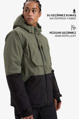 Ski Jacket, Water Repellent, Windproof, Hooded, Zippered, Glove Compartment, Ultra Protective.