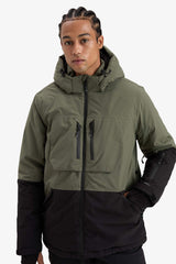 Ski Jacket, Water Repellent, Windproof, Hooded, Zippered, Glove Compartment, Ultra Protective.