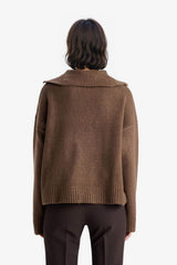 Oversize Loose Fit Polo Collar Half-Zip Knit Sweater