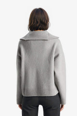Oversize Loose Fit Polo Collar Half-Zip Knit Sweater