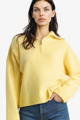 Oversize Loose Fit Polo Collar Half-Zip Knit Sweater