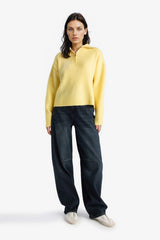 Oversize Loose Fit Polo Collar Half-Zip Knit Sweater