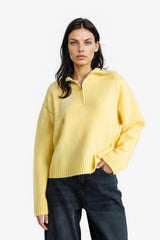 Oversize Loose Fit Polo Collar Half-Zip Knit Sweater