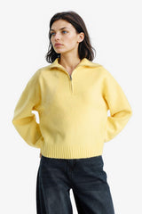 Oversize Loose Fit Polo Collar Half-Zip Knit Sweater