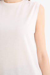 Regular Fit Crew Neck Basic Sleeveless T-Shirt
