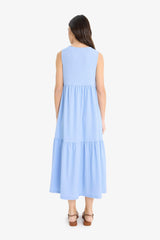Crew Neck Crepe Sleeveless Midi Summer Dress