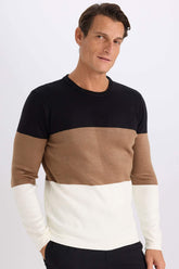 Standard Fit Regular Cut Striped Crew Neck Knitwear Sweater