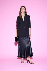 A Normal Waist Satin Midi Skirt