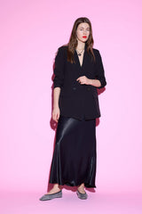 A Normal Waist Satin Midi Skirt