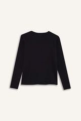 Girls Crew Neck Basic Plain Ribbed Camisole Long Sleeve School T-Shirt