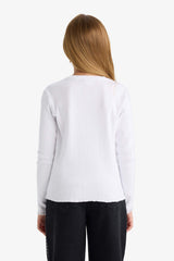 Girls Crew Neck Basic Plain Ribbed Camisole Long Sleeve School T-Shirt