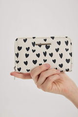 Women's Heart Patterned Faux Leather Wallet