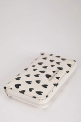 Women's Heart Patterned Faux Leather Wallet