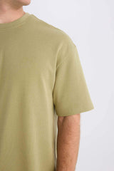 Boxy Fit Crew Neck Short Sleeve Basic Waffle T-Shirt