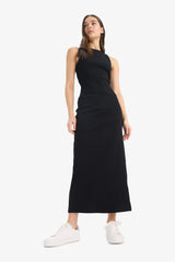 Bodycon Halter Neck Ribbed Camisole Strap Maxi Dress