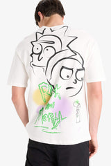 100% Cotton Rick and Morty Comfort Regular Fit Relaxed Fit Crew Neck Back Printed Short Sleeve T-Shirt