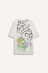 100% Cotton Rick and Morty Comfort Regular Fit Relaxed Fit Crew Neck Back Printed Short Sleeve T-Shirt