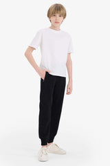 Boy Elastic Waist Leg Pique Basic Sweatpants