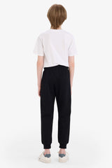 Boy Elastic Waist Leg Pique Basic Sweatpants