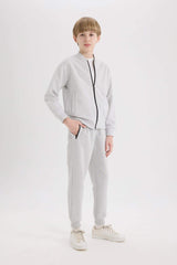 Boy Elastic Waist Leg Pique Basic Sweatpants